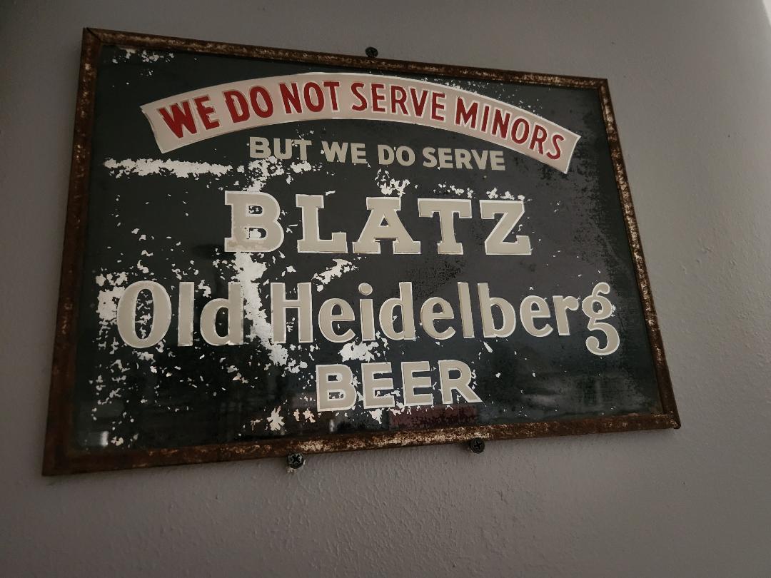 Blatz Beer " WE DO NOT SERVE MINORS" glass sign