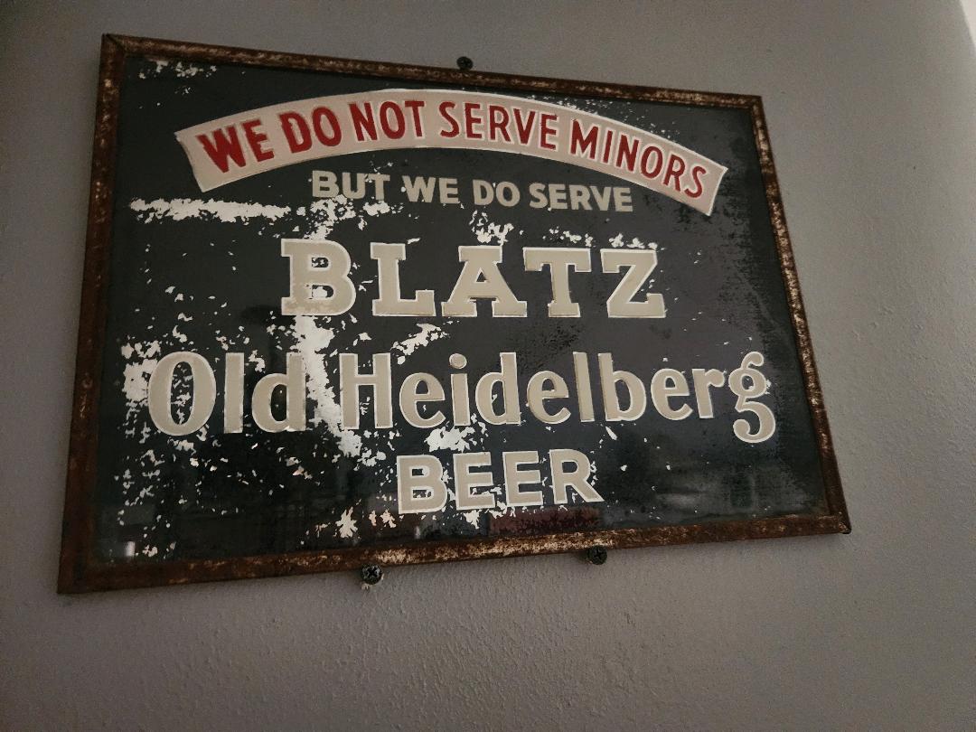 Blatz Beer " WE DO NOT SERVE MINORS" glass sign