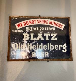 Blatz Beer " WE DO NOT SERVE MINORS" glass sign